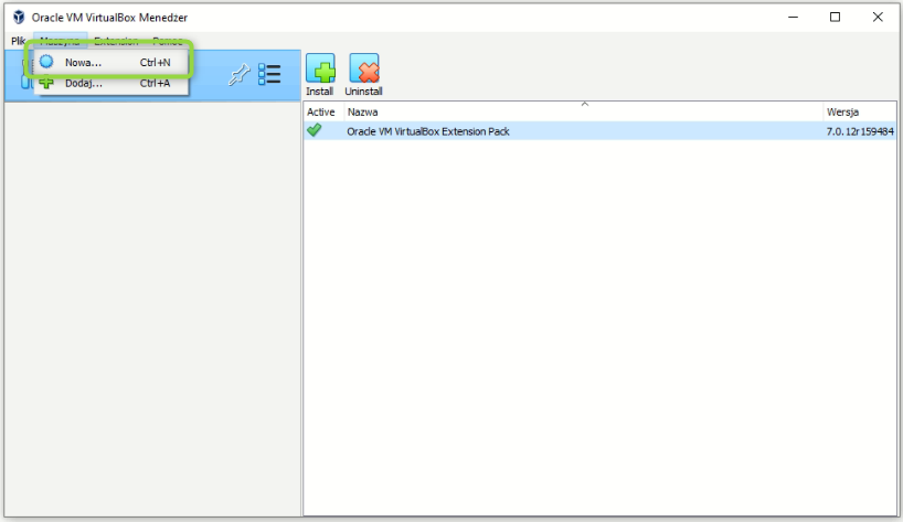 Virtualbox jak utworzyć nową maszynę wirtualną.