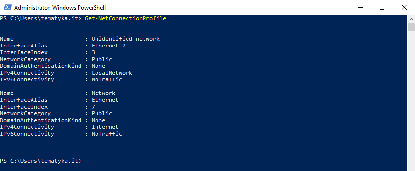 tematyka.it Get-NetConnectionProfile