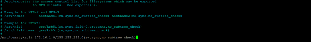 tematyka.it jak zainstalować i użyć NFS? konfiguracja nfs w pliku /etc/exports