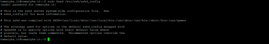 tematyka.it sudo head /etc/ssh/sshd_config