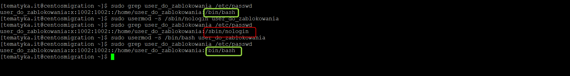 www.tematyka.it sudo usermod -s /sbin/nologin user_do_zablokowania