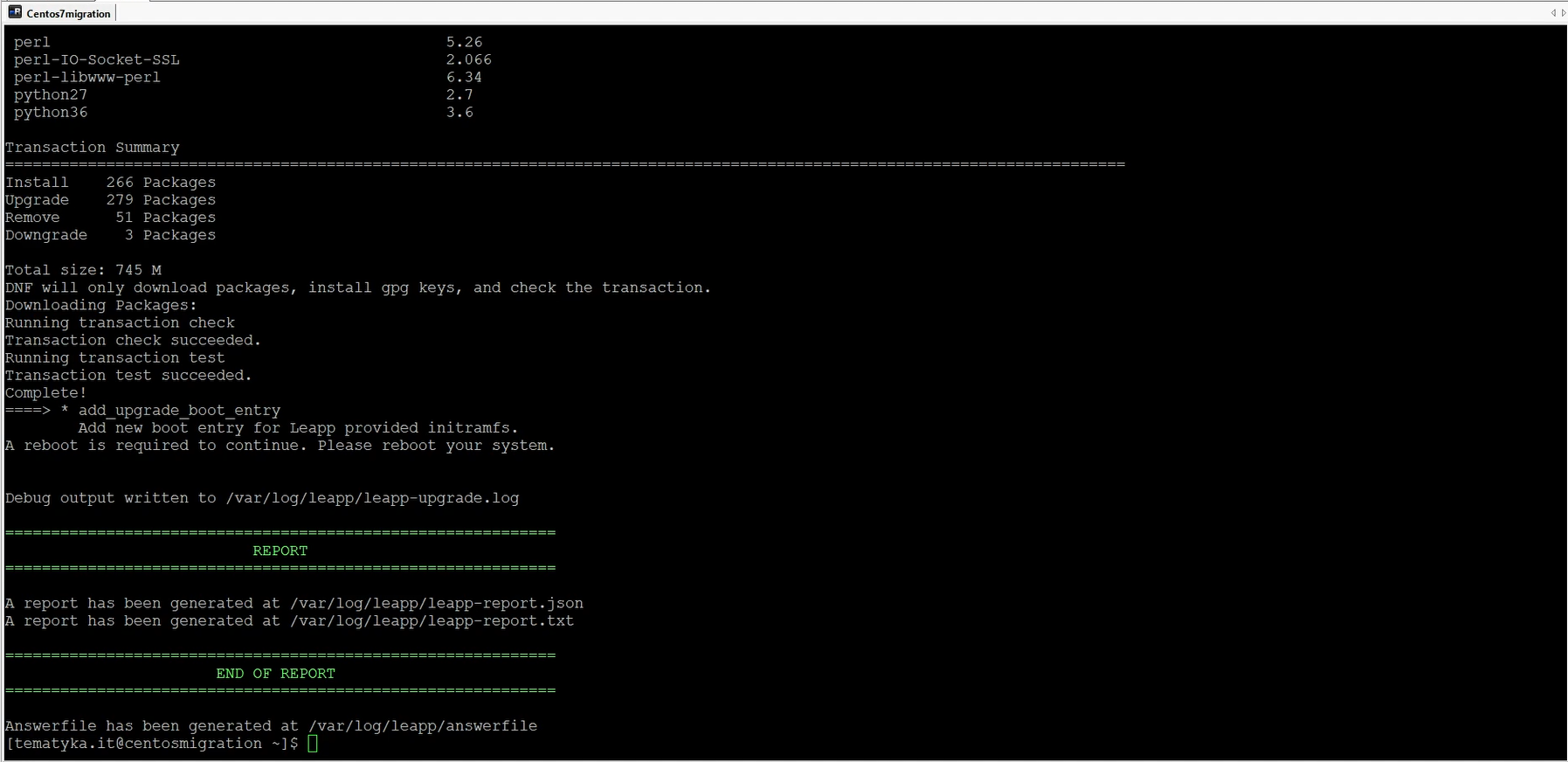 www.tematyka.it migracja centos 7 do rocky 9 sudo leapp preupgrade