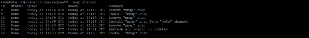 www.tematyka.it sudo snap changes Przewodnik po poleceniach i funkcjach Snap